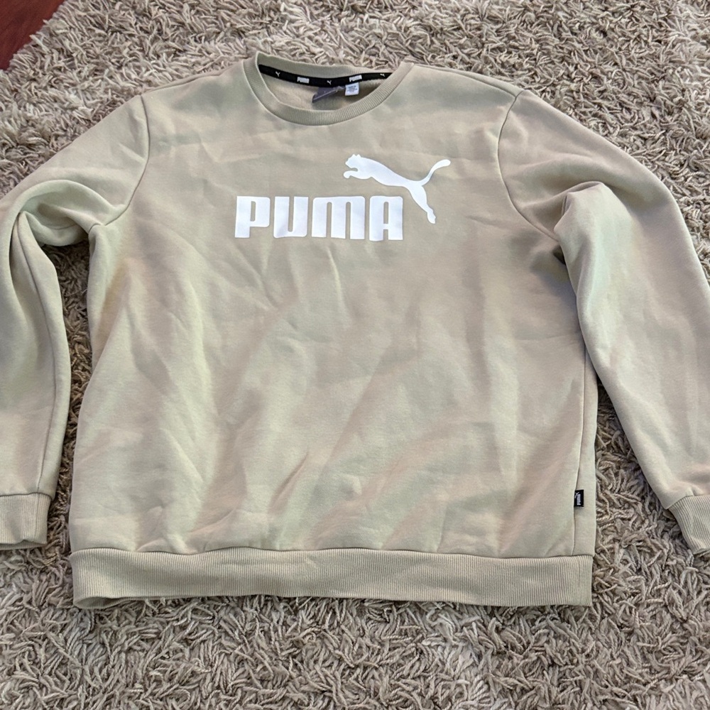 PUMA Men's Beige Crewneck Pullover